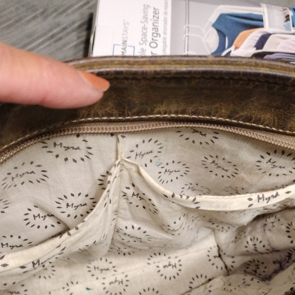Myra Bag Distressed Brown Leather Crossbody - Picture 4 of 10